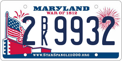 MD license plate 2BK9932