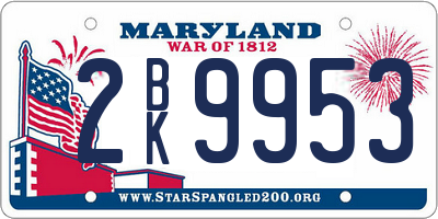 MD license plate 2BK9953