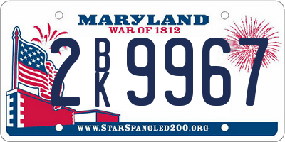 MD license plate 2BK9967
