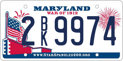 MD license plate 2BK9974