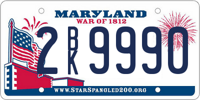 MD license plate 2BK9990