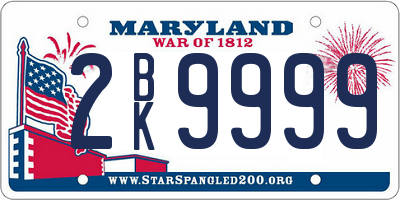 MD license plate 2BK9999