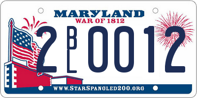 MD license plate 2BL0012