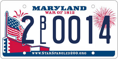 MD license plate 2BL0014
