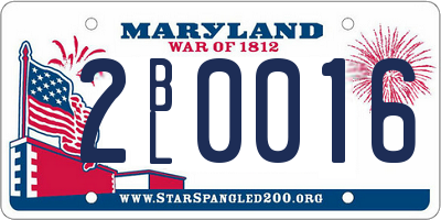 MD license plate 2BL0016
