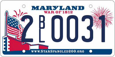 MD license plate 2BL0031