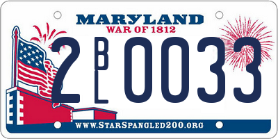 MD license plate 2BL0033