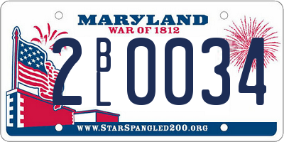MD license plate 2BL0034
