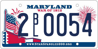 MD license plate 2BL0054
