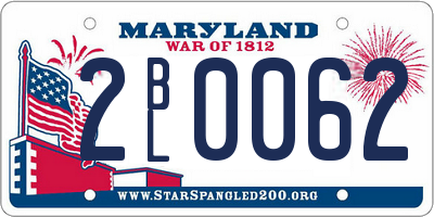 MD license plate 2BL0062