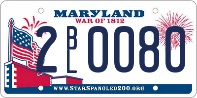 MD license plate 2BL0080
