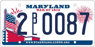 MD license plate 2BL0087