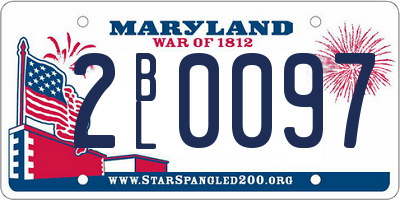 MD license plate 2BL0097
