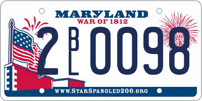 MD license plate 2BL0098