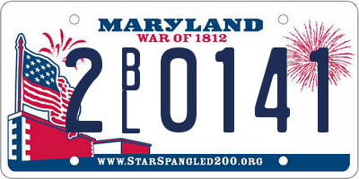 MD license plate 2BL0141