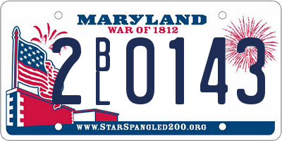 MD license plate 2BL0143