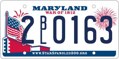 MD license plate 2BL0163