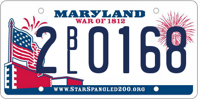 MD license plate 2BL0168