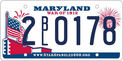 MD license plate 2BL0178