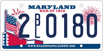 MD license plate 2BL0180