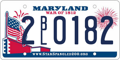 MD license plate 2BL0182