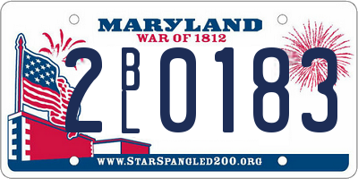 MD license plate 2BL0183