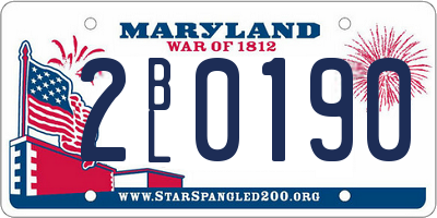 MD license plate 2BL0190