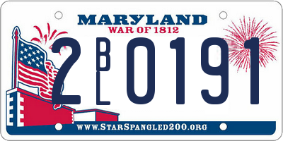 MD license plate 2BL0191