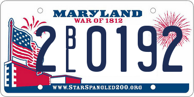 MD license plate 2BL0192