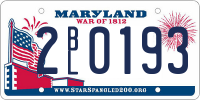 MD license plate 2BL0193