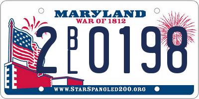 MD license plate 2BL0198