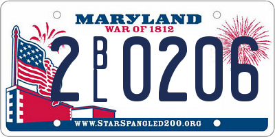 MD license plate 2BL0206
