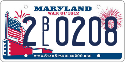 MD license plate 2BL0208
