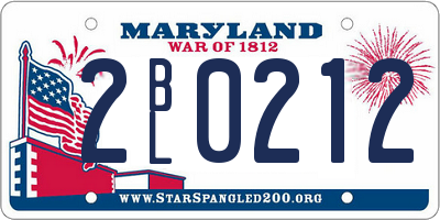 MD license plate 2BL0212