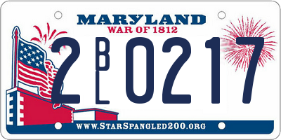 MD license plate 2BL0217