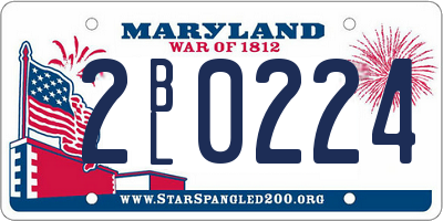 MD license plate 2BL0224