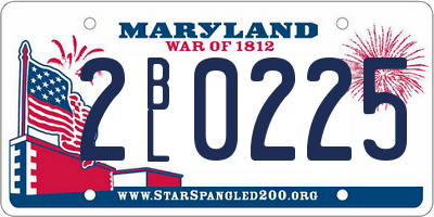 MD license plate 2BL0225