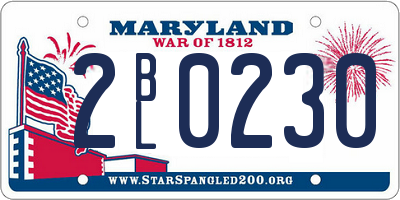 MD license plate 2BL0230
