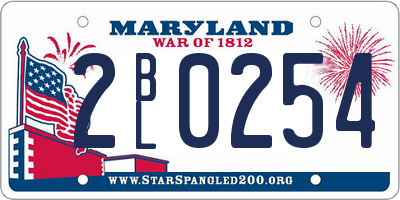 MD license plate 2BL0254