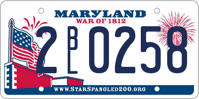MD license plate 2BL0258