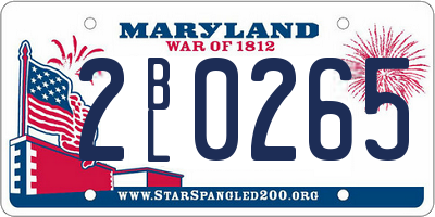 MD license plate 2BL0265