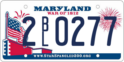 MD license plate 2BL0277