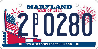MD license plate 2BL0280