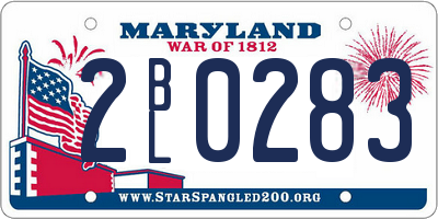 MD license plate 2BL0283