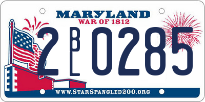 MD license plate 2BL0285