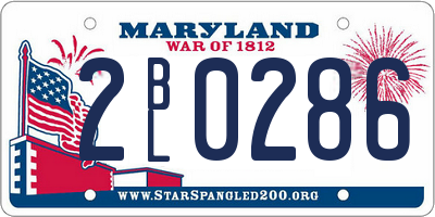 MD license plate 2BL0286