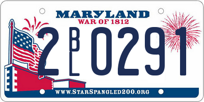 MD license plate 2BL0291