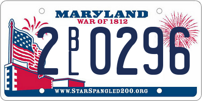 MD license plate 2BL0296