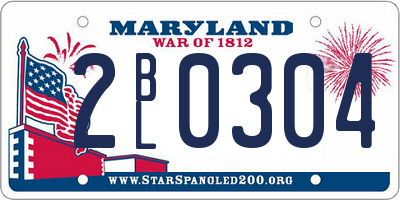 MD license plate 2BL0304
