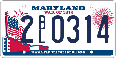 MD license plate 2BL0314